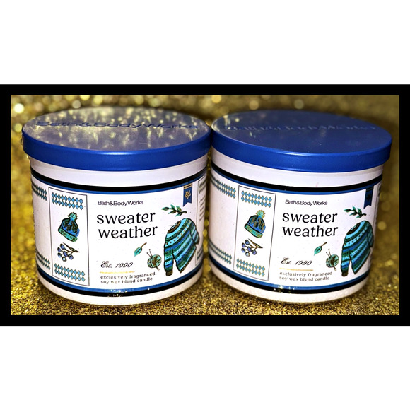 Lot of 2 Bath & Body Works Sweater Weather Large 3-Wick Scented Candle 14.5oz - Picture 2 of 4